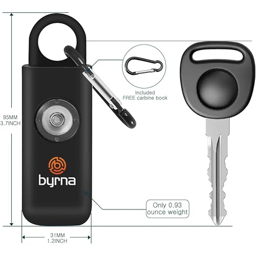 Byrna Banshee Personal Safety Alarm - 130 dB Loud Military Grade Self Defense Emergency Keychain Siren Device with LED Strobe Alert Light for Women, Men, Children, Elderly, Hikers and Runners (Black) - color: Black