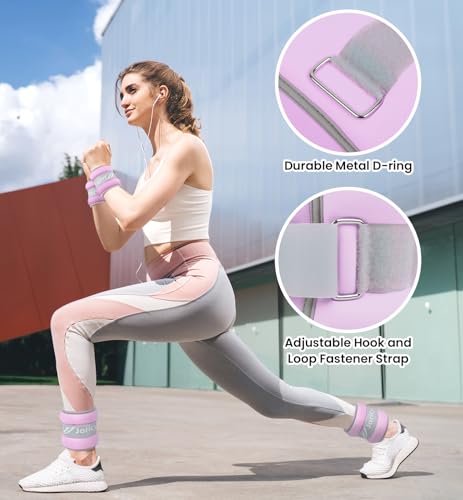 Ankle Weights A Pair of 1/2/3/4/6/8/10/12/20 LBS Wrist Leg Arm Weights for Women Men with Straps, Strength weighted for Physical Therapy Running Walking Home Fitness Gym Workout Weight Loss - color: Light Purple