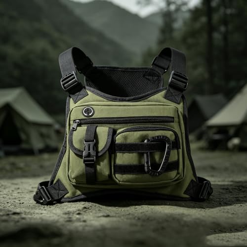 Outdoor Chest Bag For Men and Women, Tactical Vest For Running, Green