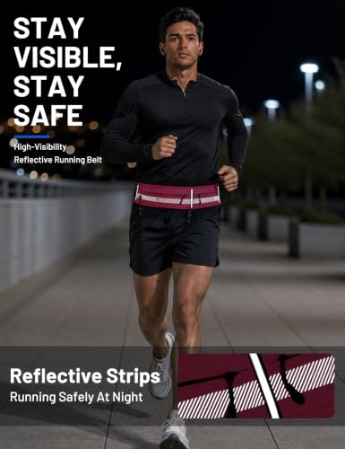 MIER Running Belt for Women & Men, Fanny Pack with Marathon Bib Clip, Pink - color: Pink