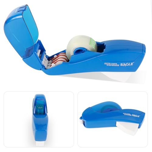 Eagle Automatic Tape Dispenser, Handheld & Portable Design, Office Tape Gun, One-Handed Operation with Safety Blade for Office, Home, DIY or Packaging (Includes 2 Free Tapes)（Blue） - color: Blue