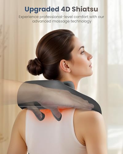 COMFIER Cordless 4D Shiatsu Neck & Shoulder Massager with Heat, Blue - color: Blue
