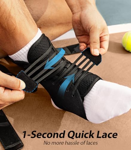 ZOELION Ankle Brace for Men Women with Auto-adaptive Side Pads, [Slim Fit & Flex Support] Ankle Stabilizer Support, Quick Hook & Loop Lace Up Ankle Brace for Sprained Ankle,Injury Recovery,Sports, L