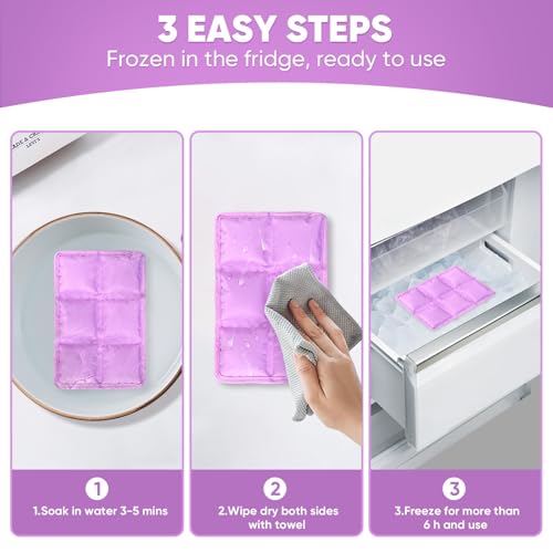 4 Pack Flexible Ice Packs for Lunch Boxes & Coolers, Lightweight - color: Purple