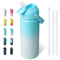 BJPKPK 18oz Insulated Water Bottle, Stainless Steel Bottle with Straw Lid - color: Sea Salt, size: 18 Ounces