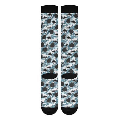 Compression Socks for Women & Men Knee High Socks - color: Angry Shark