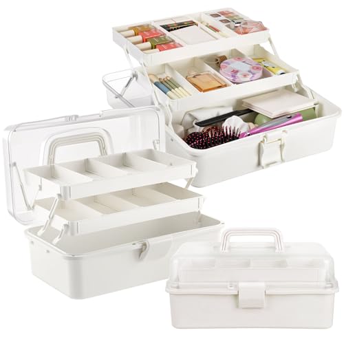 2 Pcs 13 Inch 3-Layer Tackle Box Organizer, Adjustable, White - color: White