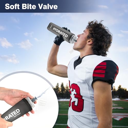 SLUXKE Soft Flask 2 Pack with Dust Cap, 17oz/500ml Flexible TPU Soft Water Flasks for Running Vest, BPA-Free Hydration Foldable Flask for Hiking, Cycling - color: Mix 17oz