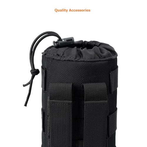 MOLLE Water Bottle Holder Tactical Nylon Bottle Pouches Hydration Carrier for Belt/Backpack/Vest/Bike Sports Outdoor Hiking Camping Hunting Fishing - color: Black