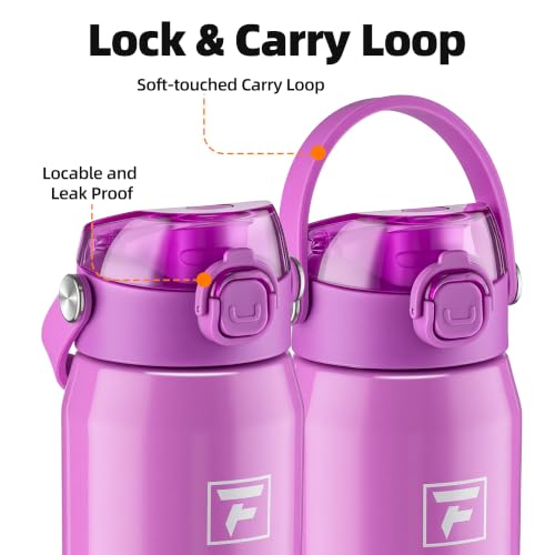 Fanhaw 24oz Stainless Steel Water Bottle with 2-in-1 Lid, Purple - color: Purple