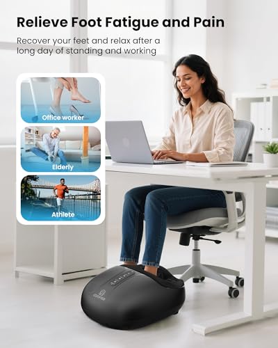 COMFIER Large Shiatsu Foot Massager with Heat, Size 15, FSA Eligible HSA - color: Obsidian Black
