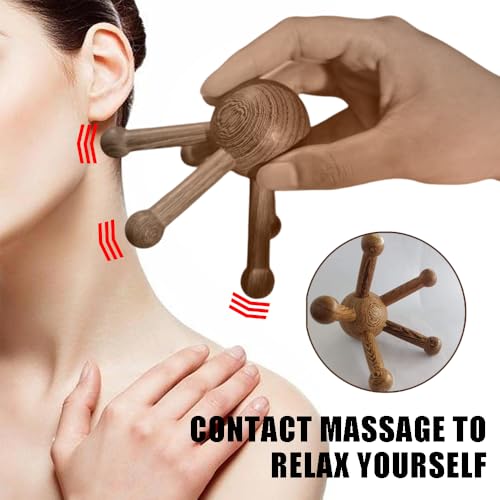 OULIGET Wooden Trigger Point Massage Tool,Spider Shape 5 Legs Massager,Scalp Massager Scraping Tool for Back,Neck,Shoulder and More - style: Five Claw Massager