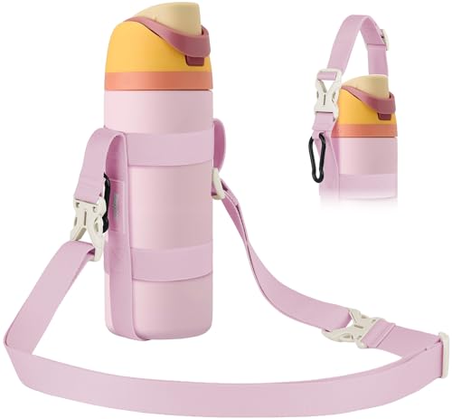 EasyAcc Water Bottle Holder Strap Sling, for Owala FreeSip 24 32 40 oz, Hydro Flask, Cirkul, Yeti, Stanley Flip, Universal Water Bottles, with Carabiner, for Walking Curise Travel (Bottle Excluded) - color: Sparkling Sherbet