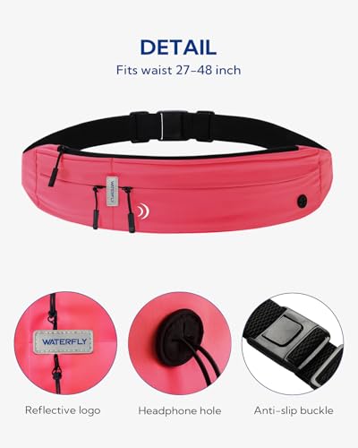 WATERFLY Running Belt Fanny Pack:Phone Holder Belt for Men Women - color: Watermelon Red