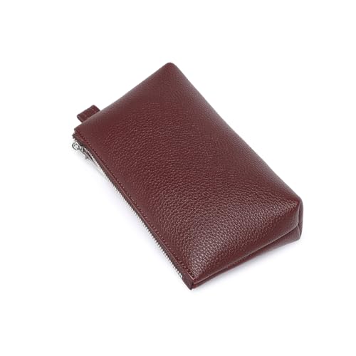 Small Makeup Bag for Purse, Leather Cosmetic (Caramel Color) - color: Caramel Color