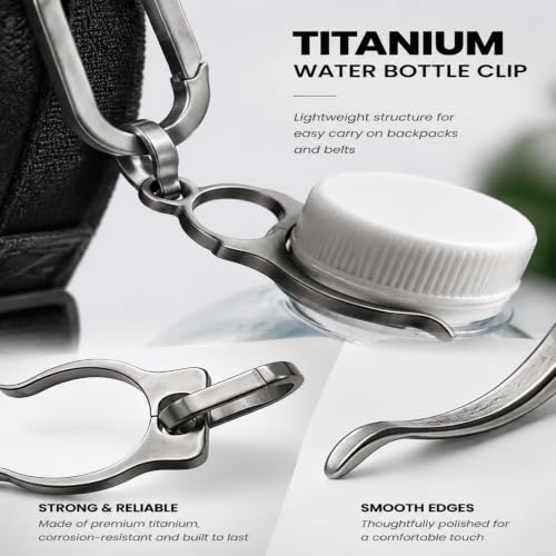 1 Piece Titanium Water Bottle Clip Portable Carabiner Holder for Outdoor Backpack Water Bottle Holder Hiking and Walking Clip