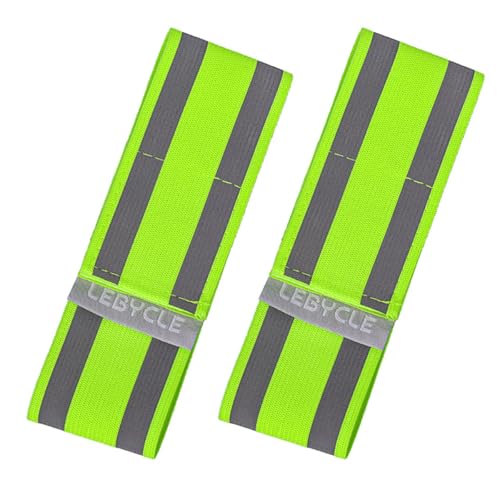Reflective Leg Band for Cycling & Night Running (340-580mm) | Highly Reflective & Elastic | Hook and Loop Fastener | Prevents Braces | Signal Green
