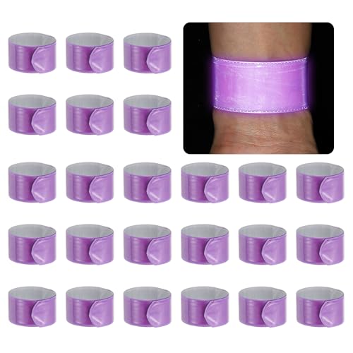 PATIKIL 22cm/8.7in Reflective Bands, 24pcs Reflective Arm Bands Straps Wrist Reflective Running Gear Safety Reflective Straps Bracelets High Visibility for Night Walking Bicycle - color: Purple