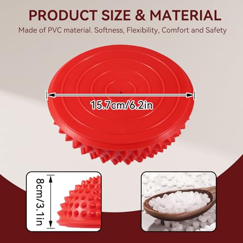 Agatige Foot Massage Ball, Half Round PVC Spiky Foot Wakers Balance Therapy Dome Trigger Point Ball Feet Massage Roller for Yoga Fitness Exercise Gym Massager (Red) - color: Red