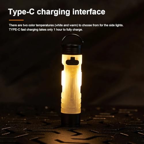 Rechargeable Keychain Flashlight USB C Rechargeable Flashlight with Magnetic Hook Portable Mini LED Flashlight with Pocket Clip Suitable for Camping Hiking and Emergency Travel (1, Amber) - color: Amber