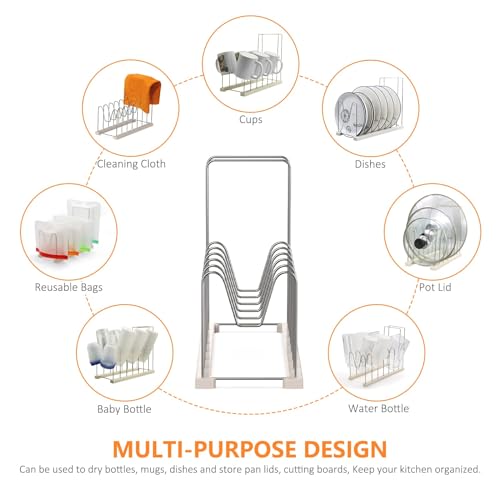 Reusable Bag Drying Rack, Silicone Bag Drying Rack, Dryer Rack for Ziplock Gallon, Snack, Sandwich Bags, Bottle Dryer Rack for Cup & Glasses,Pan Lid & Cutting Board Organizer