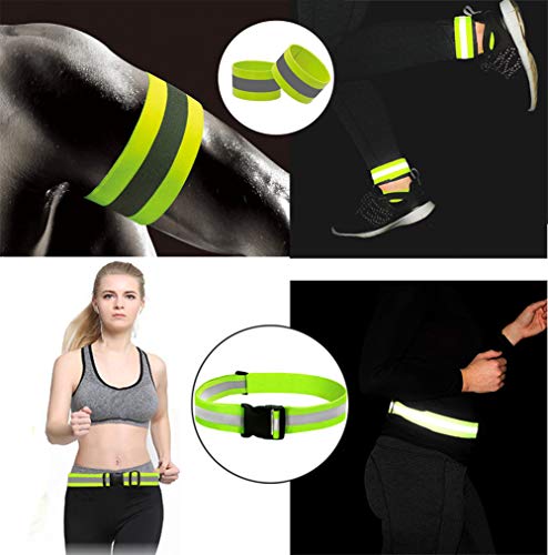 Reflective Vest, Reflective Glow Belt with 2Pack Reflector Armbands, Adjustable Elastic Safety Vest Outdoor Reflective Belt High Visibility, Ultralight & Comfy for Running, Jogging, Walking, Cycling,
