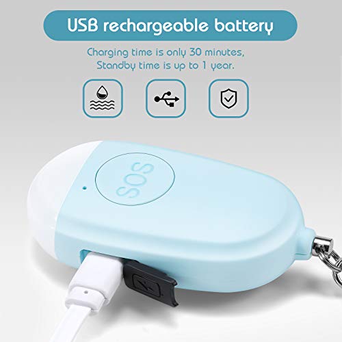 Frienda 4 Pcs Personal Security Alarm Keychain 130 DB USB Rechargeable