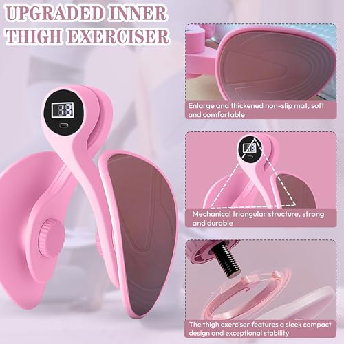 Thigh Hip Trainer Kegel Exerciser, Pelvic Floor Exercise Devices, Inner Thigh Exerciser for Women Men, Thigh Exercise Equipment - color: Pink