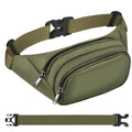 Large Fanny Pack for Women Men - Syican Waist bag with 3-Zipper Pockets - color: Army green+Extended Belt