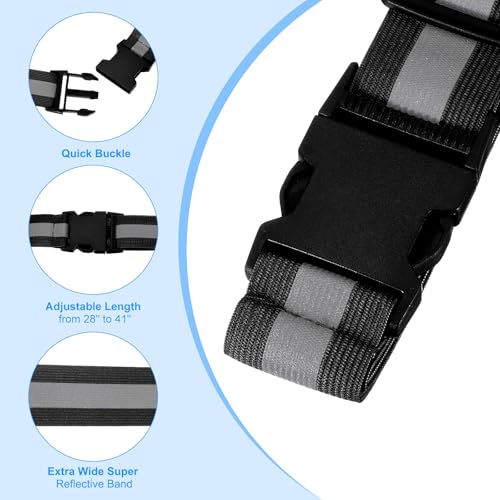 PATIKIL Adjustable Reflective Running Belt, Glow Pt Belt Sash for Cycling Walking - color: Black, size: 1.5 Inch