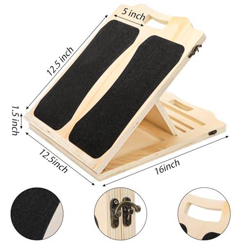 Yarlung Wooden Slant Board for Calf Stretching, Portable Squat Incline Board for Knees Ankle Leg Heel, Adjustable 5 Angles Calf Stretch Wedge for Exercise, Physical Therapy (Pack of 2) - size: 16"L x 12.5"W x 1.5"H (Pack of 2)