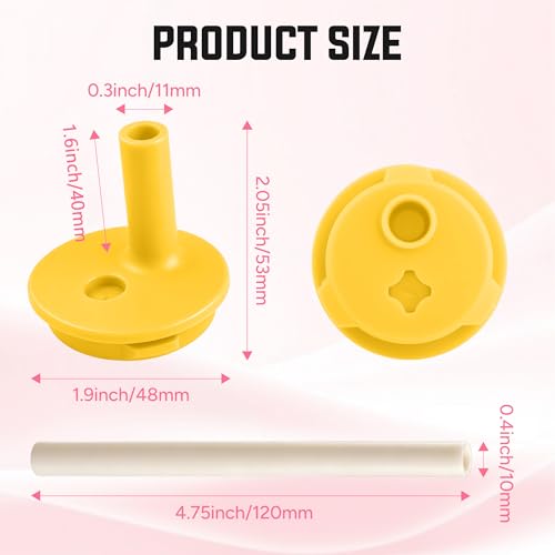 Silicone Bite Valve & Straws Parts for Owala Kids 12/15oz Bottle - color: Yellow