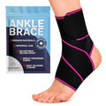 Dr. Arthritis Essentials Ankle Brace Support, Stabilizing Wrap for Sprains, Tendonitis, Achilles Injuries, Running, Basketball, Fits Left & Right Foot (Pink Single)