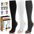 NEWZILL Copper Compression Dress Socks for Women & Men, 15-20 mmHg - color: [3-pairs] Black/White/Gray, size: Small-Medium