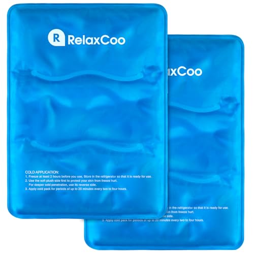 RelaxCoo 2 Pack Large Flexible Ice Pack for Injuries Reusable Gel, 11x14.5 Inches, Cold Compress for Hip, Shoulder, Knee, Back Pain, Swelling, Bruises, Surgery - style: BLUE 2 PACK