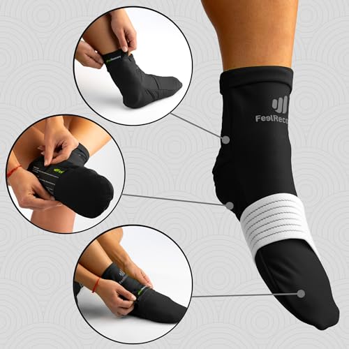 Ice Pack Socks for Feet Coolers - Reusable Hot&Cold Therapy Socks w/Compression Straps - Cold Gel Pack for Neuropathy, Foot Pain, Plantar Fasciitis & Sprains (Black, L/XL) - size: L/XL, style: Black