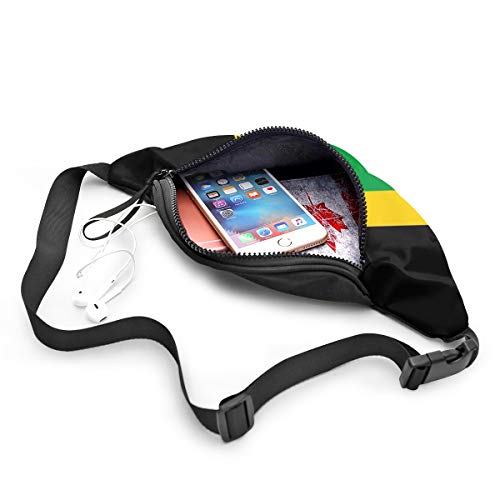 Dujiea Fanny Pack, Jamaica Flag Waist Bag with Headphone Hole Belt Bag Adjustable Sling Pocket Fashion Hip Bum Bag for Women Men Kids Outdoors Casual Travelling Hiking Cycling - color: Jamaica Flag