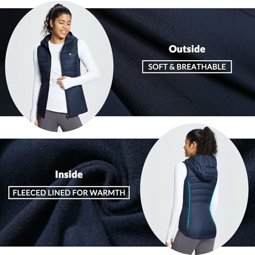 baleaf Women's Winter Running Vest Fleece Hooded Jacket Warm Slim fit - color: Navy Blue, size: XX-Large