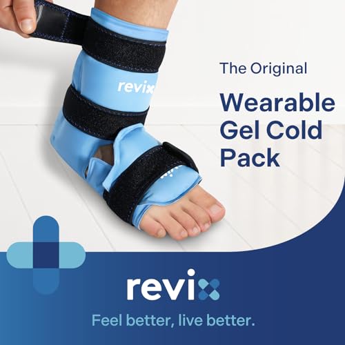 REVIX Extra Large Knee Ice Pack Wrap Around Entire Knee and REVIX Ankle Ice Pack Wrap for Foot Pain Relief and Feet Injuries