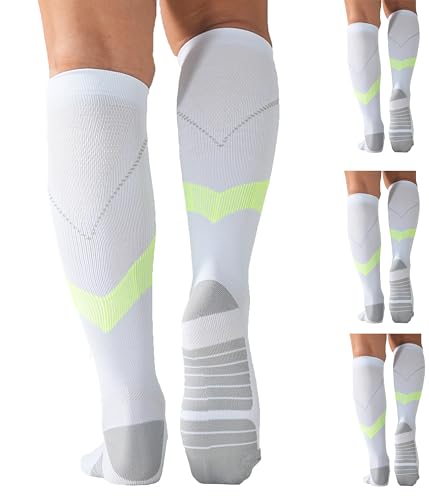 4 Pairs 20-30mmHg Compression Socks for Women Knee High Flying - color: White, size: Small-Medium