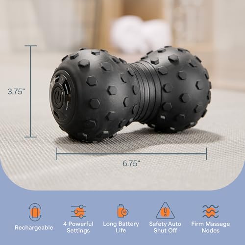 LifePro Velocity Vibrating Peanut Massage Ball with 4-Speed Vibration Modes - color: Black