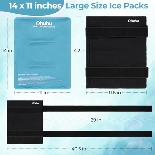 Ohuhu Ice Pack for Injuries Reusable 2 Pack 14"x11" Hot Cold Pack Wrap - color: Light Blue, size: 14"x11"(2 Pack)