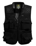 Gihuo Men's Fishing Vest Utility Safari Travel Vests with Multi Pockets - color: Black-mesh, size: Small