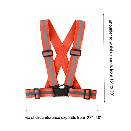 Running Reflective Vest Gear 3 Pack, Adjustable Safety Vest High Visible Reflective Belt Straps Night Walking Vest - color: Green,Orange,Yellew