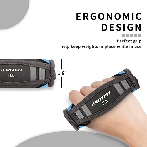 RitFit Soft Hand Weights Set with Reflective Straps Walking Dumbbell - size: 1lb each (2lb pair)