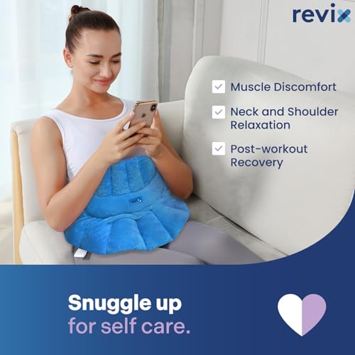 REVIX Microwavable Heating Pad for Neck Shoulder & Back, Moist Heat, Blue - color: Blue