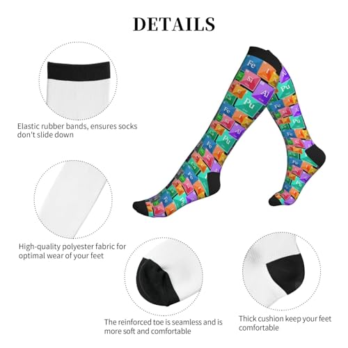 Compression Socks Knee High Circulation Support Socks For Women Men Athletic Running Work Hiking Cycling Travel - color: Chemistry