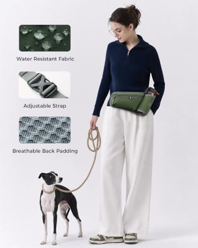 Fanny Pack with Water Bottle Holder, RFID Blocking Running Belt Bag - color: Green