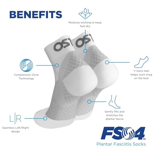 OrthoSleeve FS4 Plantar Fasciitis Compression Socks - color: Black Qtr Crew, size: Medium