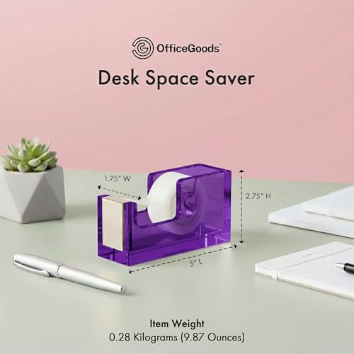 OfficeGoods Acrylic Tape Dispenser, Aesthetic and Compact Design, Purple - color: Purple